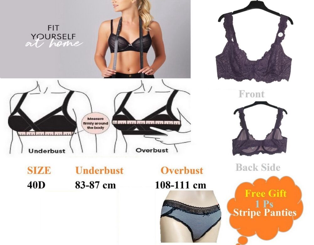 Women Full Coverage Non Padded Bra with Free Gift Stripe Panties - Image 5