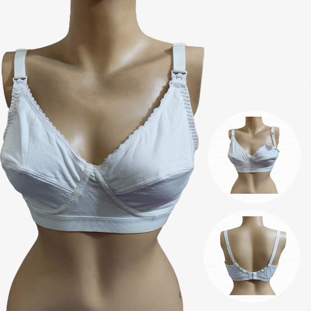 3 Buttons Front Open Maternity Bra with Floral Design Nursing Bra for  Breast Feeding
